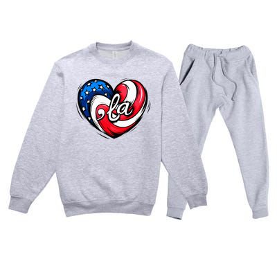 Kamala Harris 2024 American Flag Heart Comma La Patriotic Premium Crewneck Sweatsuit Set