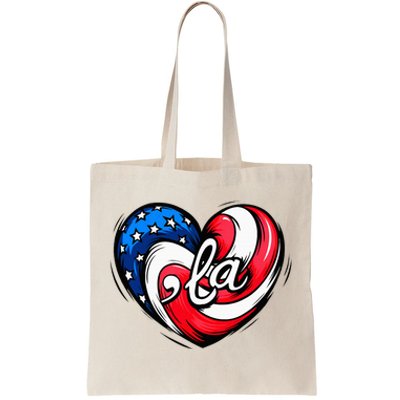 Kamala Harris 2024 American Flag Heart Comma La Patriotic Tote Bag