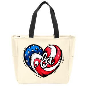 Kamala Harris 2024 American Flag Heart Comma La Patriotic Zip Tote Bag