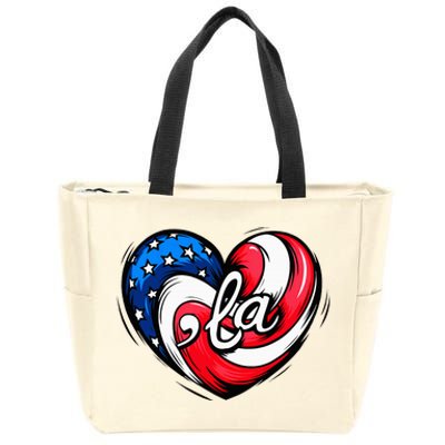 Kamala Harris 2024 American Flag Heart Comma La Patriotic Zip Tote Bag