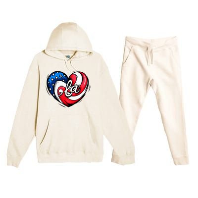 Kamala Harris 2024 American Flag Heart Comma La Patriotic Premium Hooded Sweatsuit Set