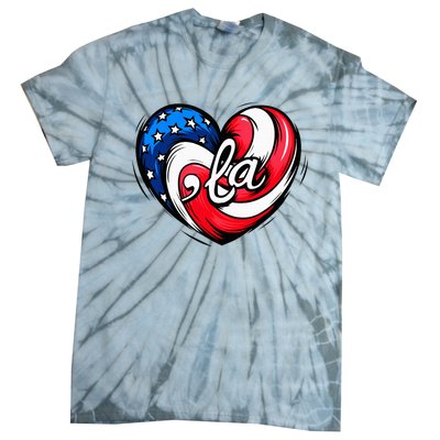 Kamala Harris 2024 American Flag Heart Comma La Patriotic Tie-Dye T-Shirt