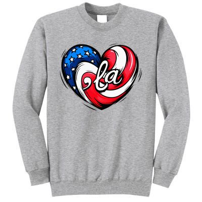 Kamala Harris 2024 American Flag Heart Comma La Patriotic Tall Sweatshirt