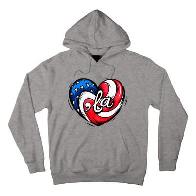 Kamala Harris 2024 American Flag Heart Comma La Patriotic Tall Hoodie