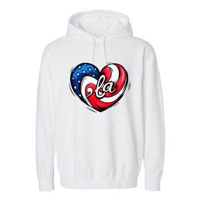 Kamala Harris 2024 American Flag Heart Comma La Patriotic Garment-Dyed Fleece Hoodie