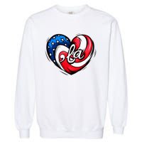 Kamala Harris 2024 American Flag Heart Comma La Patriotic Garment-Dyed Sweatshirt