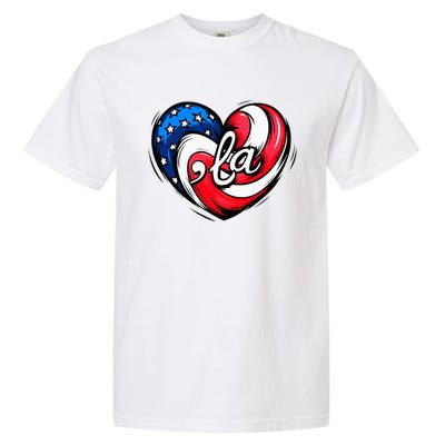 Kamala Harris 2024 American Flag Heart Comma La Patriotic Garment-Dyed Heavyweight T-Shirt