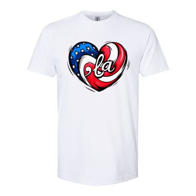 Kamala Harris 2024 American Flag Heart Comma La Patriotic Softstyle CVC T-Shirt