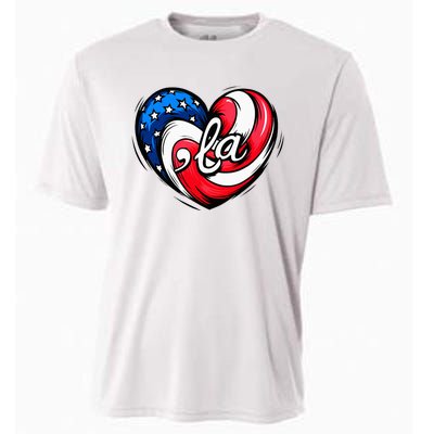 Kamala Harris 2024 American Flag Heart Comma La Patriotic Cooling Performance Crew T-Shirt