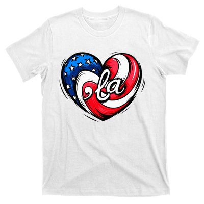 Kamala Harris 2024 American Flag Heart Comma La Patriotic T-Shirt