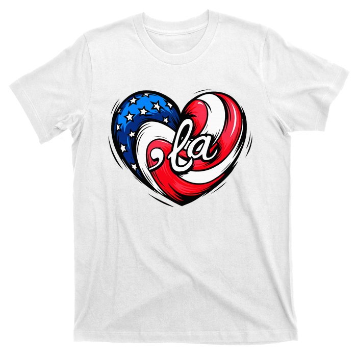 Kamala Harris 2024 American Flag Heart Comma La Patriotic T-Shirt