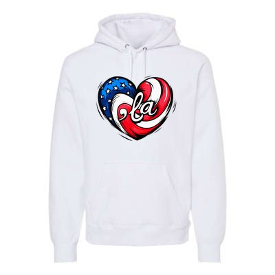 Kamala Harris 2024 American Flag Heart Comma La Patriotic Premium Hoodie