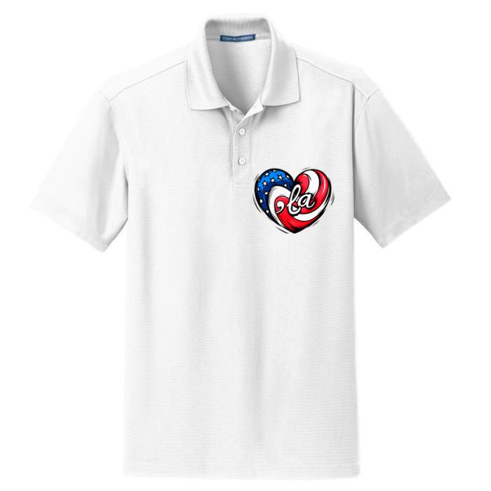 Kamala Harris 2024 American Flag Heart Comma La Patriotic Dry Zone Grid Polo