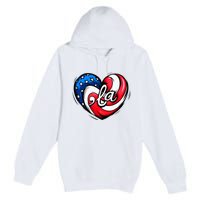 Kamala Harris 2024 American Flag Heart Comma La Patriotic Premium Pullover Hoodie