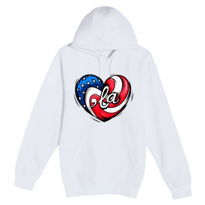 Kamala Harris 2024 American Flag Heart Comma La Patriotic Premium Pullover Hoodie