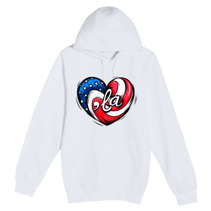 Kamala Harris 2024 American Flag Heart Comma La Patriotic Premium Pullover Hoodie