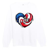 Kamala Harris 2024 American Flag Heart Comma La Patriotic Premium Crewneck Sweatshirt