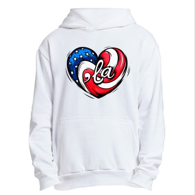 Kamala Harris 2024 American Flag Heart Comma La Patriotic Urban Pullover Hoodie