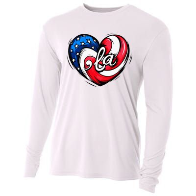 Kamala Harris 2024 American Flag Heart Comma La Patriotic Cooling Performance Long Sleeve Crew