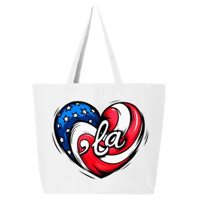 Kamala Harris 2024 American Flag Heart Comma La Patriotic 25L Jumbo Tote