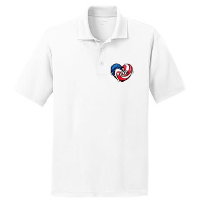 Kamala Harris 2024 American Flag Heart Comma La Patriotic PosiCharge RacerMesh Polo