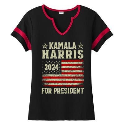 Kamala Harris 2024 For President Ladies Halftime Notch Neck Tee