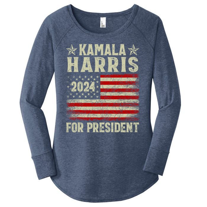 Kamala Harris 2024 For President Women's Perfect Tri Tunic Long Sleeve Shirt