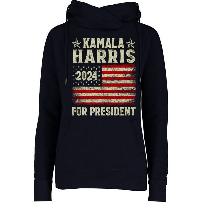 Kamala Harris 2024 For President Womens Funnel Neck Pullover Hood