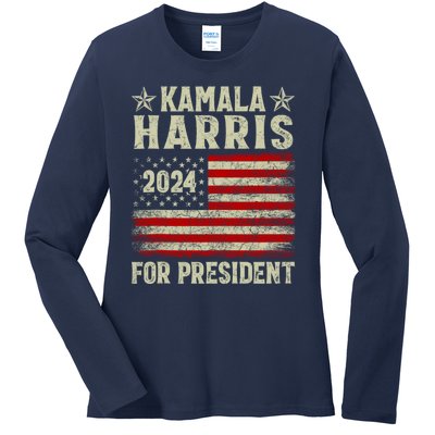 Kamala Harris 2024 For President Ladies Long Sleeve Shirt