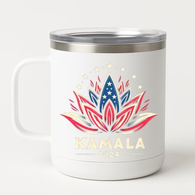 Kamala Harris 2024 Presidential Campaign American Lotus Blossom 12 oz Stainless Steel Tumbler Cup