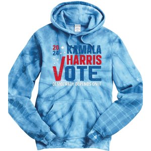 Kamala Harris 2024 Vote Democracy Depends On It Tie Dye Hoodie