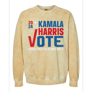 Kamala Harris 2024 Vote Democracy Depends On It Colorblast Crewneck Sweatshirt