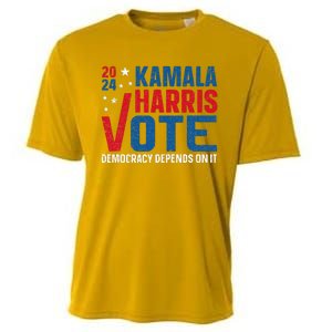 Kamala Harris 2024 Vote Democracy Depends On It Cooling Performance Crew T-Shirt