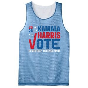 Kamala Harris 2024 Vote Democracy Depends On It Mesh Reversible Basketball Jersey Tank