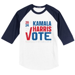 Kamala Harris 2024 Vote Democracy Depends On It Baseball Sleeve Shirt