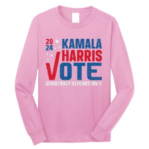 Kamala Harris 2024 Vote Democracy Depends On It Long Sleeve Shirt