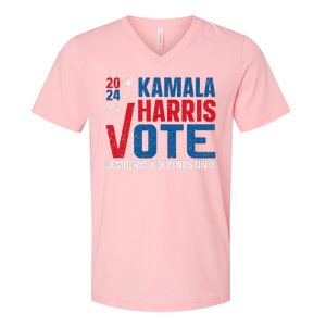 Kamala Harris 2024 Vote Democracy Depends On It V-Neck T-Shirt