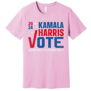 Kamala Harris 2024 Vote Democracy Depends On It Premium T-Shirt