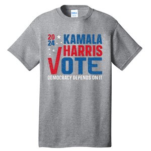 Kamala Harris 2024 Vote Democracy Depends On It Tall T-Shirt