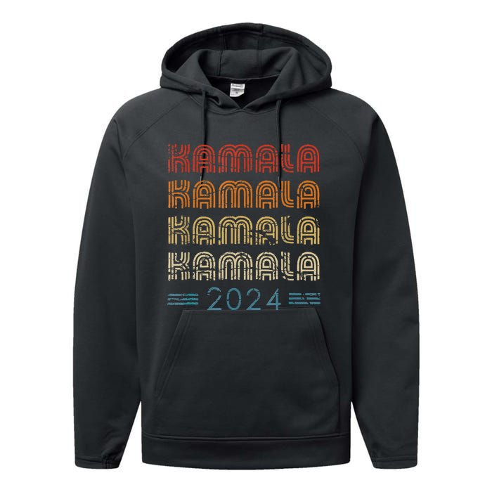 Kamala Harris 2024 Retro Vintage Election President 2024 Gift Performance Fleece Hoodie