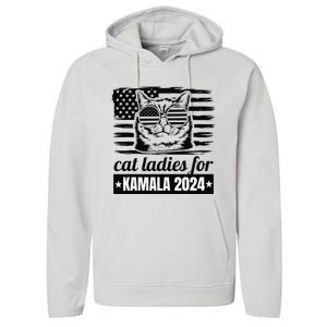 Kamala Harris 2024 Cat Lady Voting Cats Feminine Funny Performance Fleece Hoodie