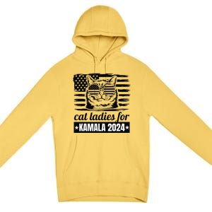 Kamala Harris 2024 Cat Lady Voting Cats Feminine Funny Premium Pullover Hoodie