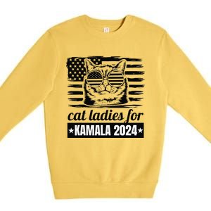 Kamala Harris 2024 Cat Lady Voting Cats Feminine Funny Premium Crewneck Sweatshirt