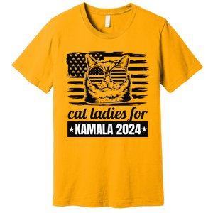 Kamala Harris 2024 Cat Lady Voting Cats Feminine Funny Premium T-Shirt