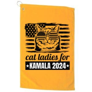 Kamala Harris 2024 Cat Lady Voting Cats Feminine Funny Platinum Collection Golf Towel