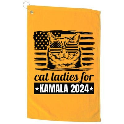 Kamala Harris 2024 Cat Lady Voting Cats Feminine Funny Platinum Collection Golf Towel