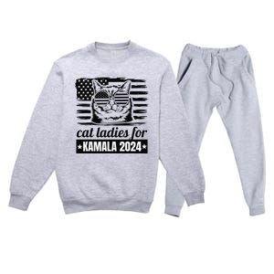 Kamala Harris 2024 Cat Lady Voting Cats Feminine Funny Premium Crewneck Sweatsuit Set