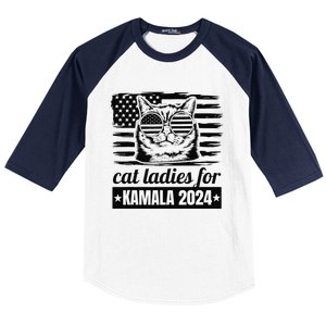 Kamala Harris 2024 Cat Lady Voting Cats Feminine Funny Baseball Sleeve Shirt