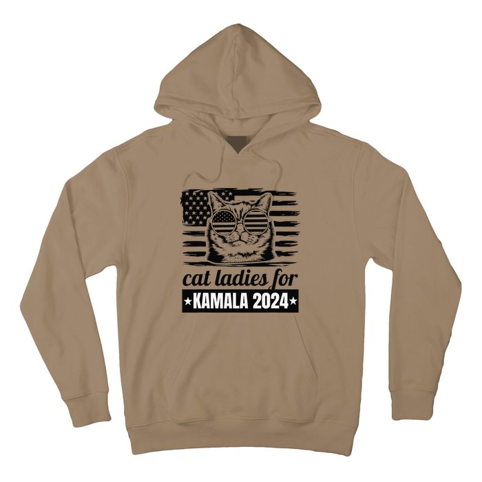 Kamala Harris 2024 Cat Lady Voting Cats Feminine Funny Hoodie