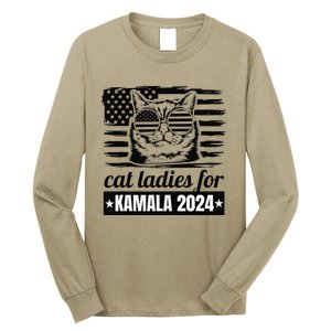 Kamala Harris 2024 Cat Lady Voting Cats Feminine Funny Long Sleeve Shirt